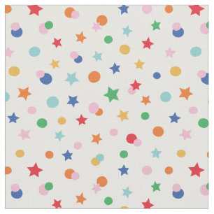 Tissu Cute Stars and Dots confetti en blanc