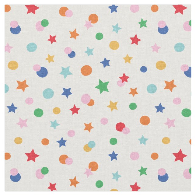 Tissu Cute Stars and Dots confetti en blanc (Fermer)