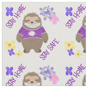 Tissu Cute Stay Safe Stay Home Sloth Fun Graphic