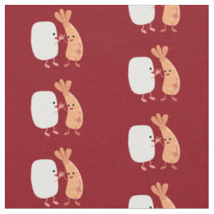Tissu Cute sushi riz crevettes amis dessin animé
