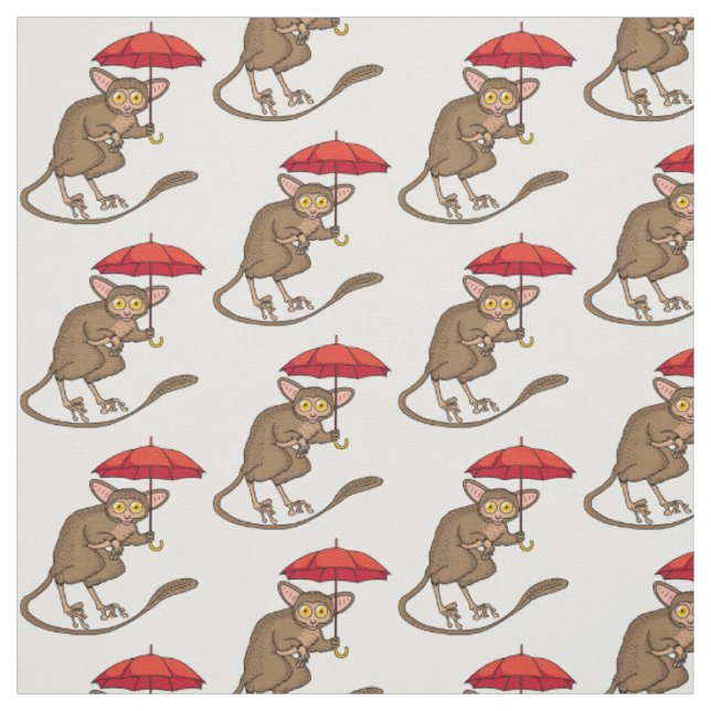 Tissu Cute Tarsier avec dessin animé parapluie (Échantillon)