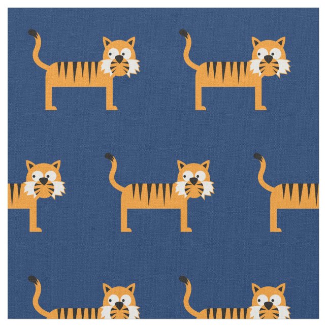 Tissu Cute Tiger bébé bébé Nursery Marine Blue Cat (Fermer)