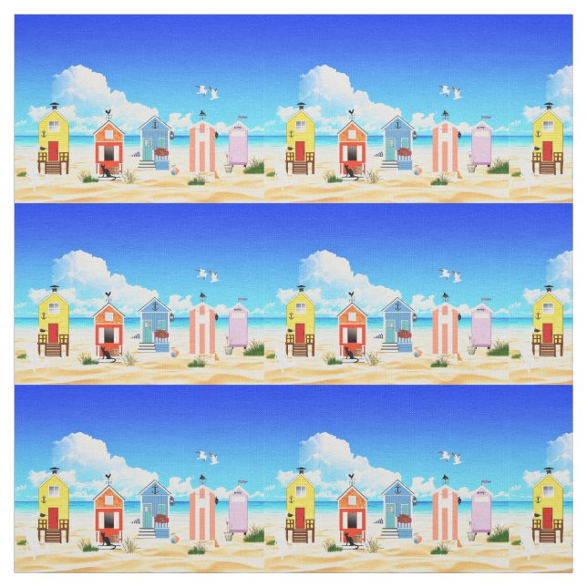 Tissu Cute Tiny Beach Shacks Thunder_Cove (Échantillon)