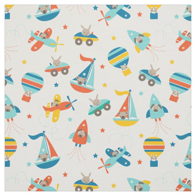 Tissu Cute Transportation Baby Nursery Fabric (Échantillon)