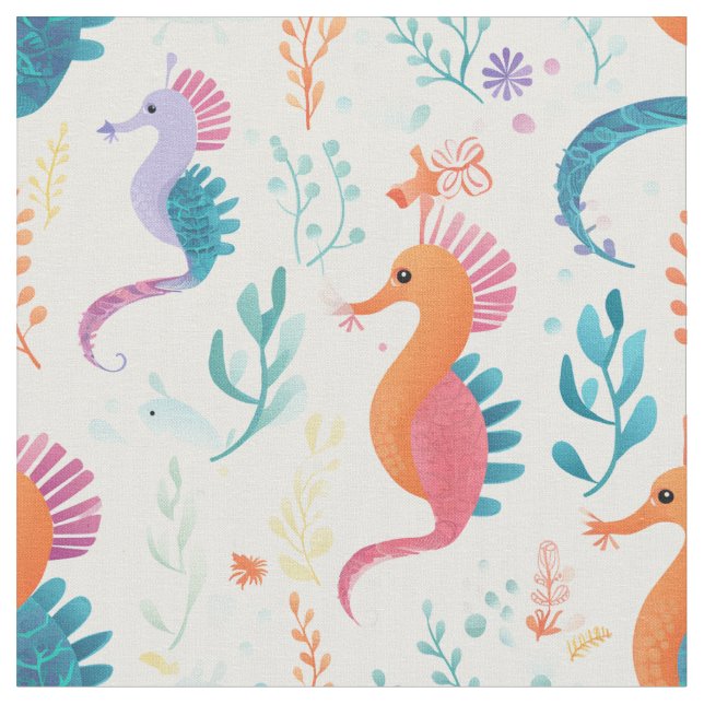 Tissu Cute Tropical Seahorse Ocean Beach Thème (Fermer)