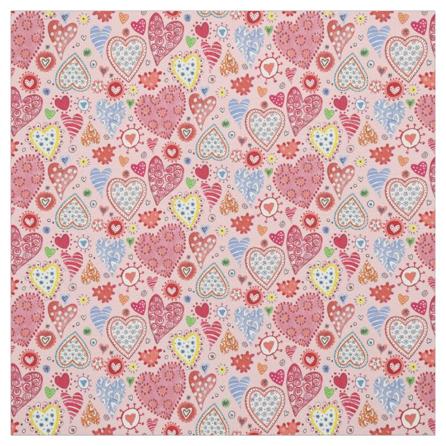 Tissu Cute Valentine coeur amour motif rose (Échantillon)