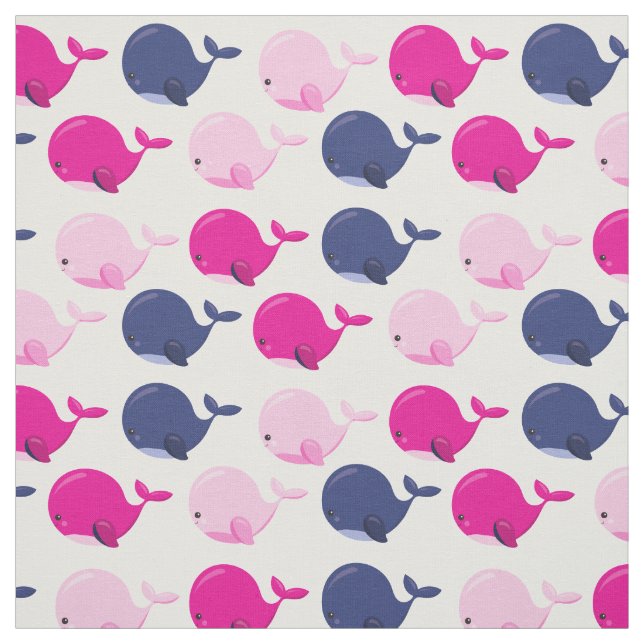 Tissu Cute Whales, Pattern of Whales, Sea Animals (Échantillon)