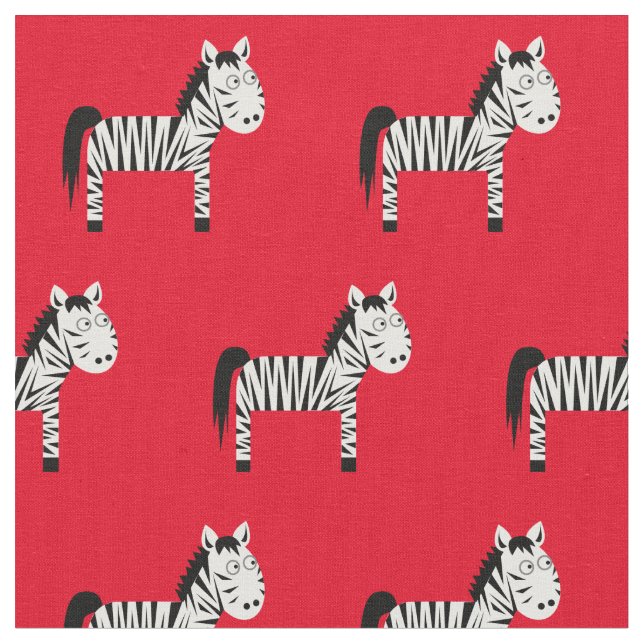 Tissu Cute Zebra Enfant Nourriture Rouge (Fermer)