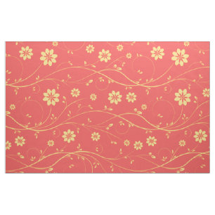 Tissu CuteLight Jaune & Corail Delicate Motif Floral