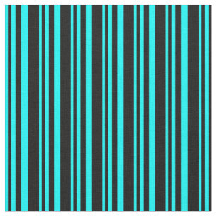 Tissu Cyan & Black Colorée Motif de bandes