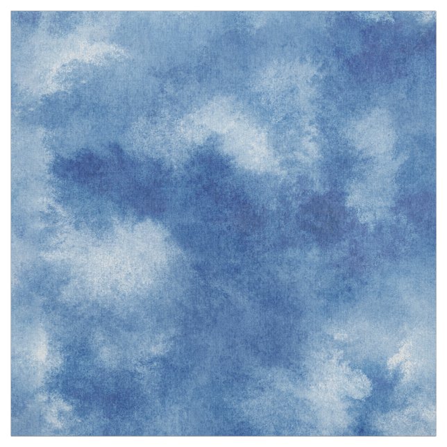 Tissu Cyan-Blue aquarelle poplin-polyester- (Échantillon)