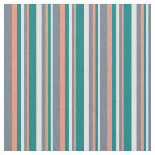 Tissu Cyan clair, Turquoise, Saumon foncé et gris ardois