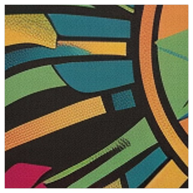 Tissu Cyan dynamique "Soleil et Pyramides éclipsés" Poly (Échantillon)