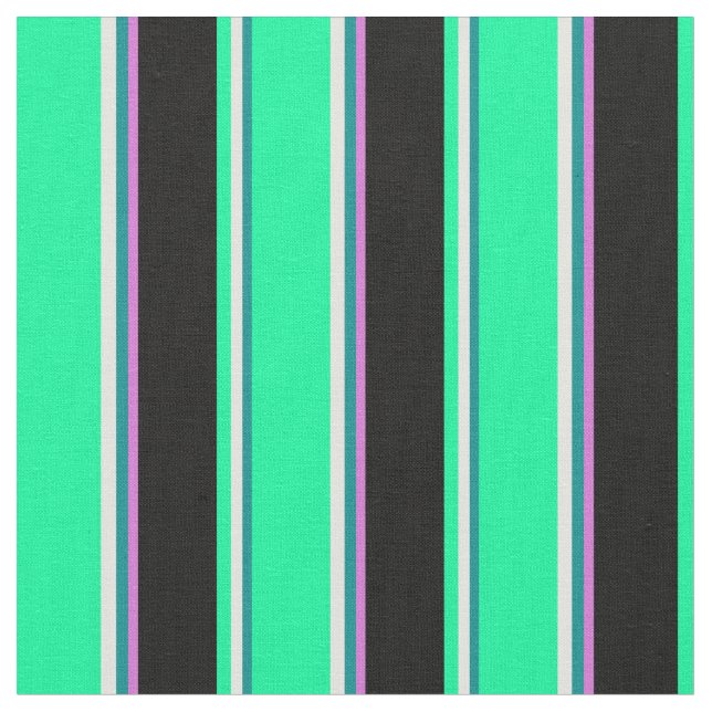 Tissu Cyan foncé, Jaune clair, Vert, Noir & Orchidée (Fermer)