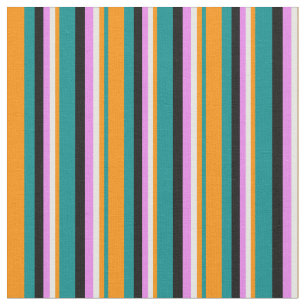 Tissu Cyan foncé, Orange foncé, Crème à la menthe, Viole