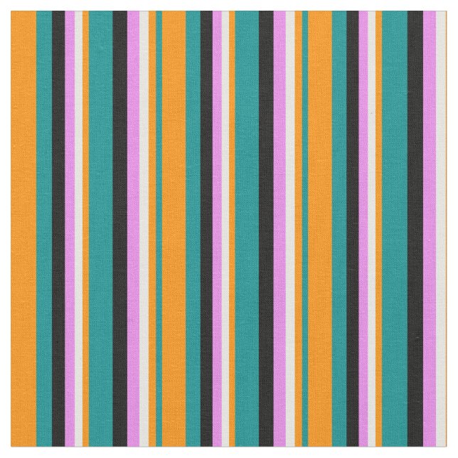 Tissu Cyan foncé, Orange foncé, Crème à la menthe, Viole (Fermer)