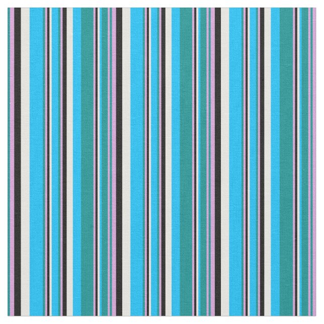 Tissu Cyan foncé, Plum, Noir, Blanc & Ciel profond Bleu (Fermer)