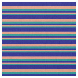 Tissu Cyan foncé, Saumon foncé et Motif de couleur bleue