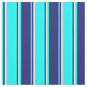 Tissu Cyan, Midnight Blue et Bisque Stripes