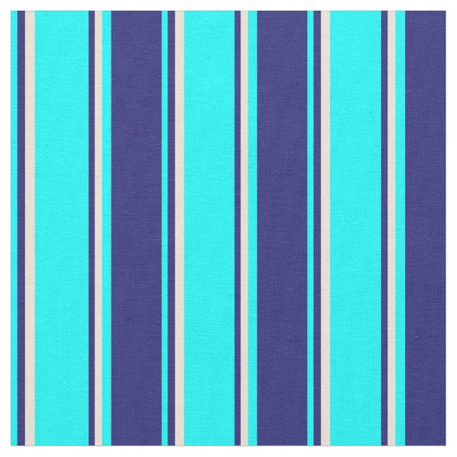Tissu Cyan, Midnight Blue et Bisque Stripes (Fermer)