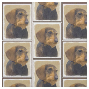 Tissu Dachshund (À poils durs) Peinture Dog Art origina