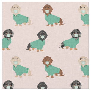 Tissu Dachshund dans les gommages rose pâle
