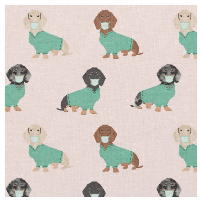 Tissu Dachshund dans les gommages rose pâle (Fermer)