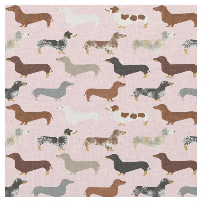 Tissu Dachshund dogs rose pastel (Fermer)