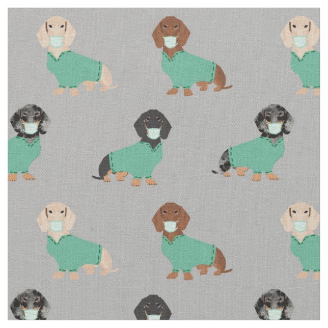 Tissu Dachshund en gris Scrubs (Fermer)