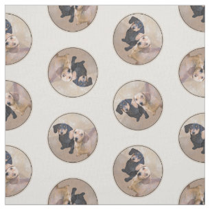 Tissu Dachshund Peinture Smooth Black & Tan Red Dog Art