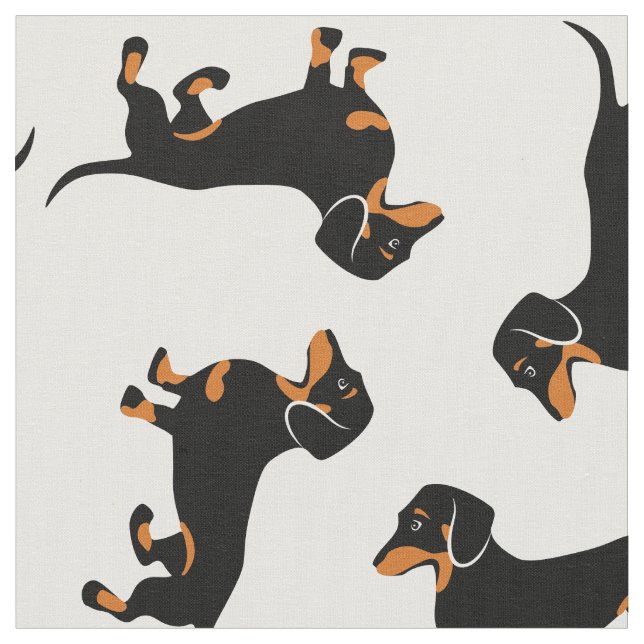 Tissu Dachshunds noirs et tans (Fermer)
