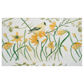 Tissu Daffodiles et Goldfinch Fabric