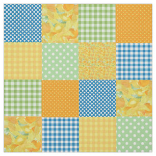 Tissu Daffy-down-Dillies Faux Patchwork Motif Fabric