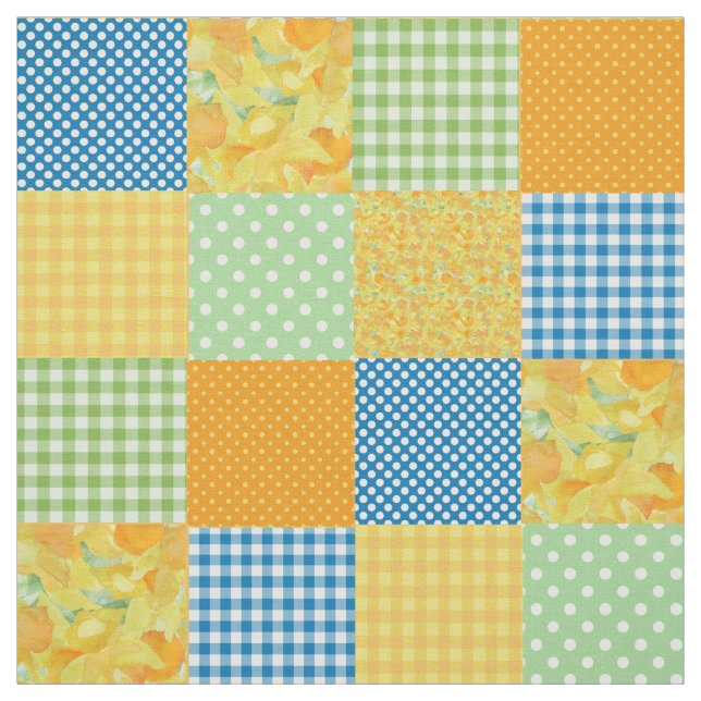 Tissu Daffy-down-Dillies Faux Patchwork Motif Fabric (Échantillon)
