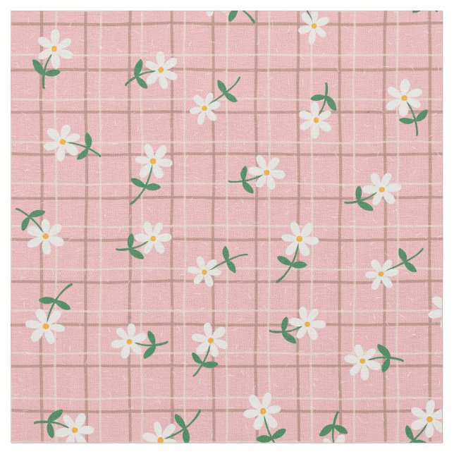 Tissu Daisies on Pink Plaid (small scale) (Fermer)