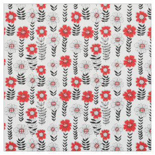 Tissu Daisy dooda en rouge et noir