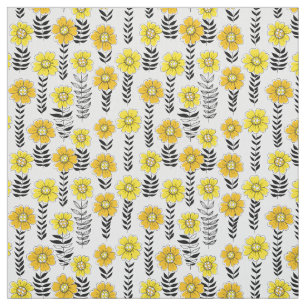 Tissu Daisy gribouillis en jaune et noir