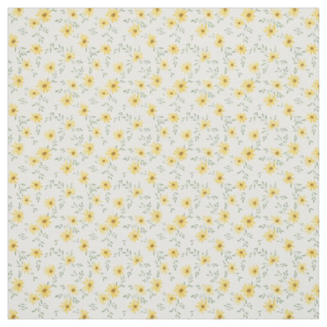 Tissu Daisy Matinal Ensoleillé Floral Aquarelle (Échantillon)