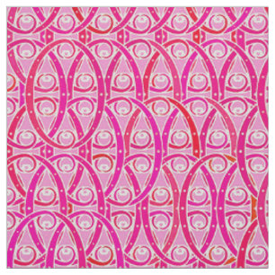 Tissu damas arabesque - fraise rose