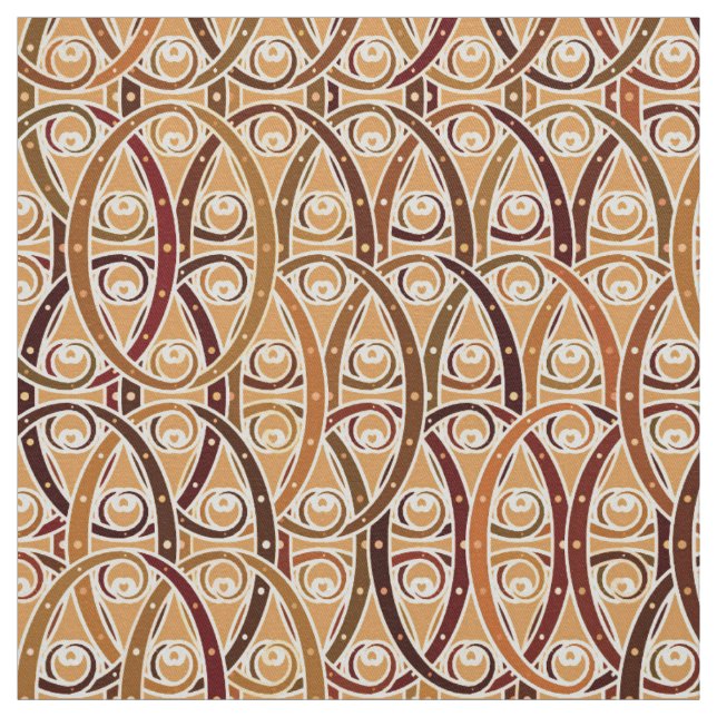 Tissu damas arabesques - brun et chameau tan (Échantillon)