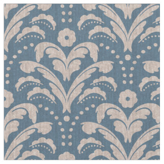 Tissu Damas Art déco bleu et blanc avec Grunge Vintage