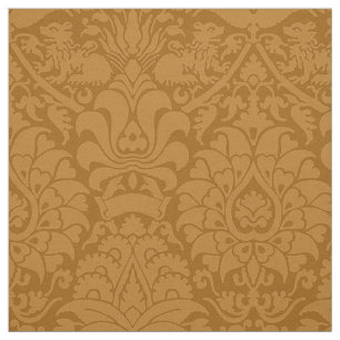 Tissu Damas avec Lions, Caramel Brûlé