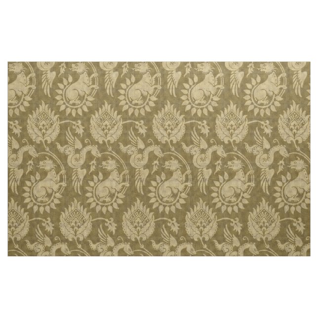 Tissu Damas avec serpents ailés, ambre (Fat Quarter)