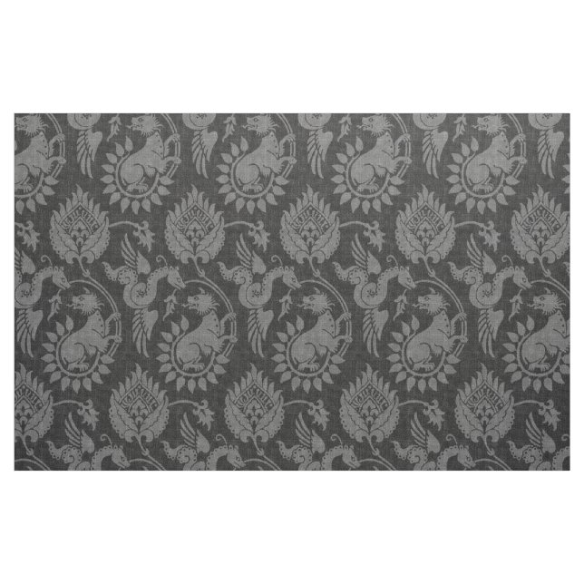 Tissu Damas avec serpents ailés, noir (Fat Quarter)