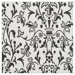 Tissu Damas blanc et noir