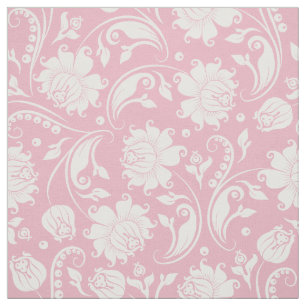 Tissu Damas Blanches Avec Arrière - plan Pastel Rose Per
