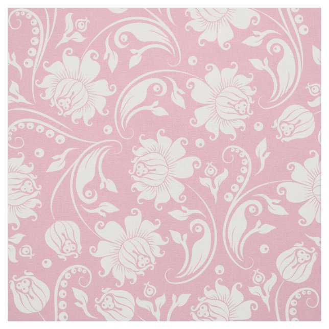 Tissu Damas Blanches Avec Arrière - plan Pastel Rose Per (Échantillon)