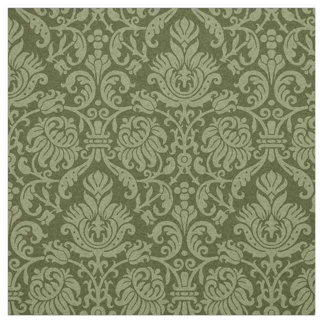 Tissu Damas génoise de la Renaissance, Vert olive (Échantillon)