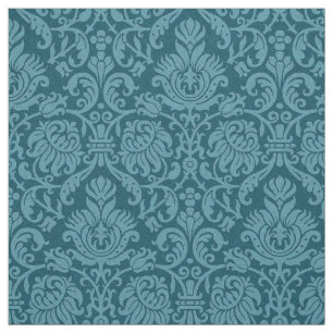 Tissu Damas génoise Renaissance, bleu paon