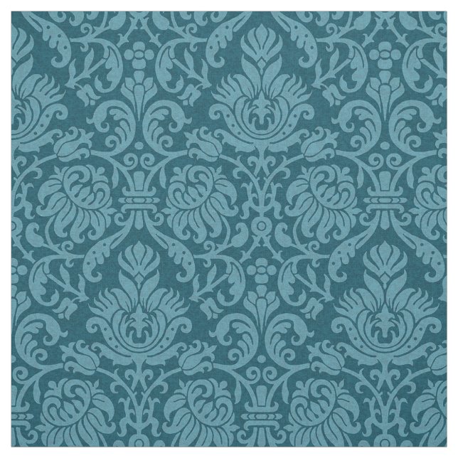 Tissu Damas génoise Renaissance, bleu paon (Échantillon)